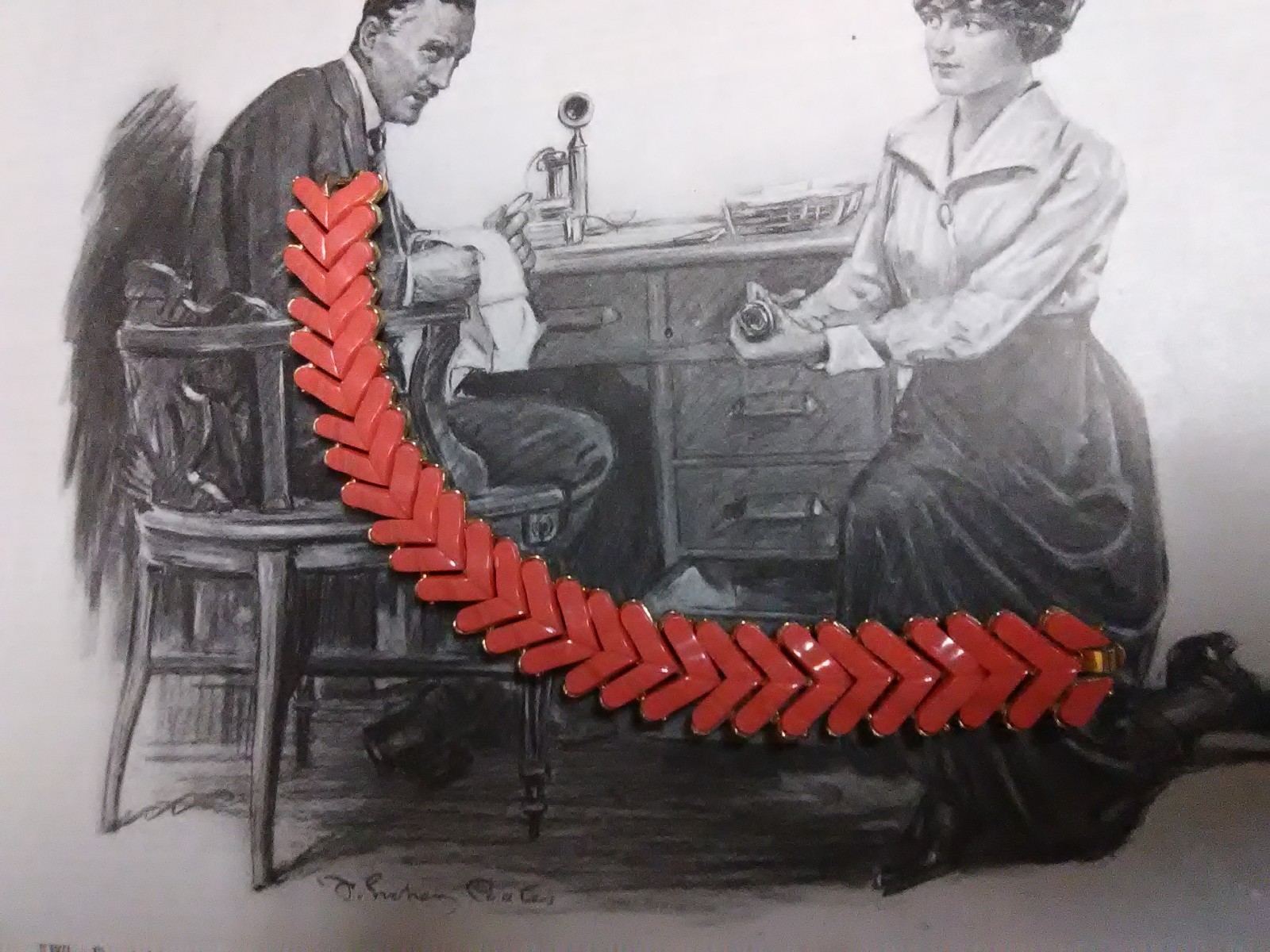 Vintage Trifari orange or coral or salmon colored bracelet