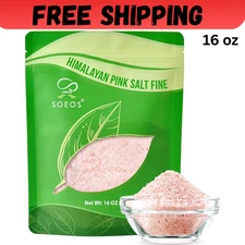 Himalayan Pink Salt, Fine Grain, 16 Oz (1 Pound), Pink Himalayan Sea Salt, Non-g