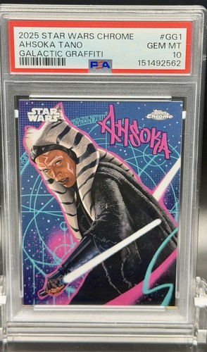 2025 Topps Star Wars Chrome #GG1 Galactic Graffiti Ahsoka Tano PSA 10