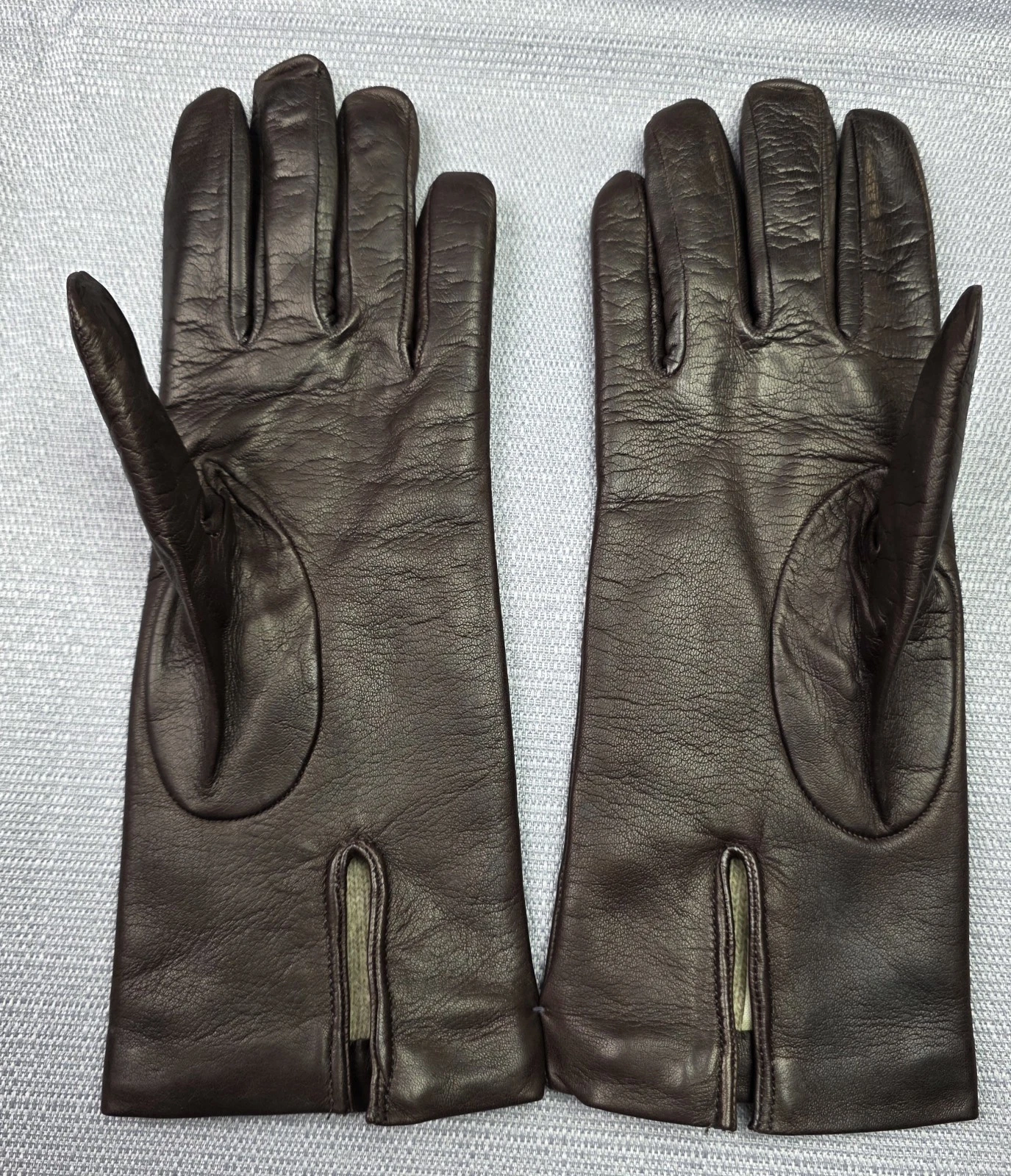 Vtg Genuine Brown Soft Leather Winter Gloves Cashmere Lined WO's Size 7 Italy