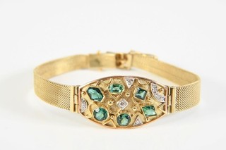 O76K13 Gold 585 14kt Bracelet with Nat. diamonds add approx 0.25ct tourmaline