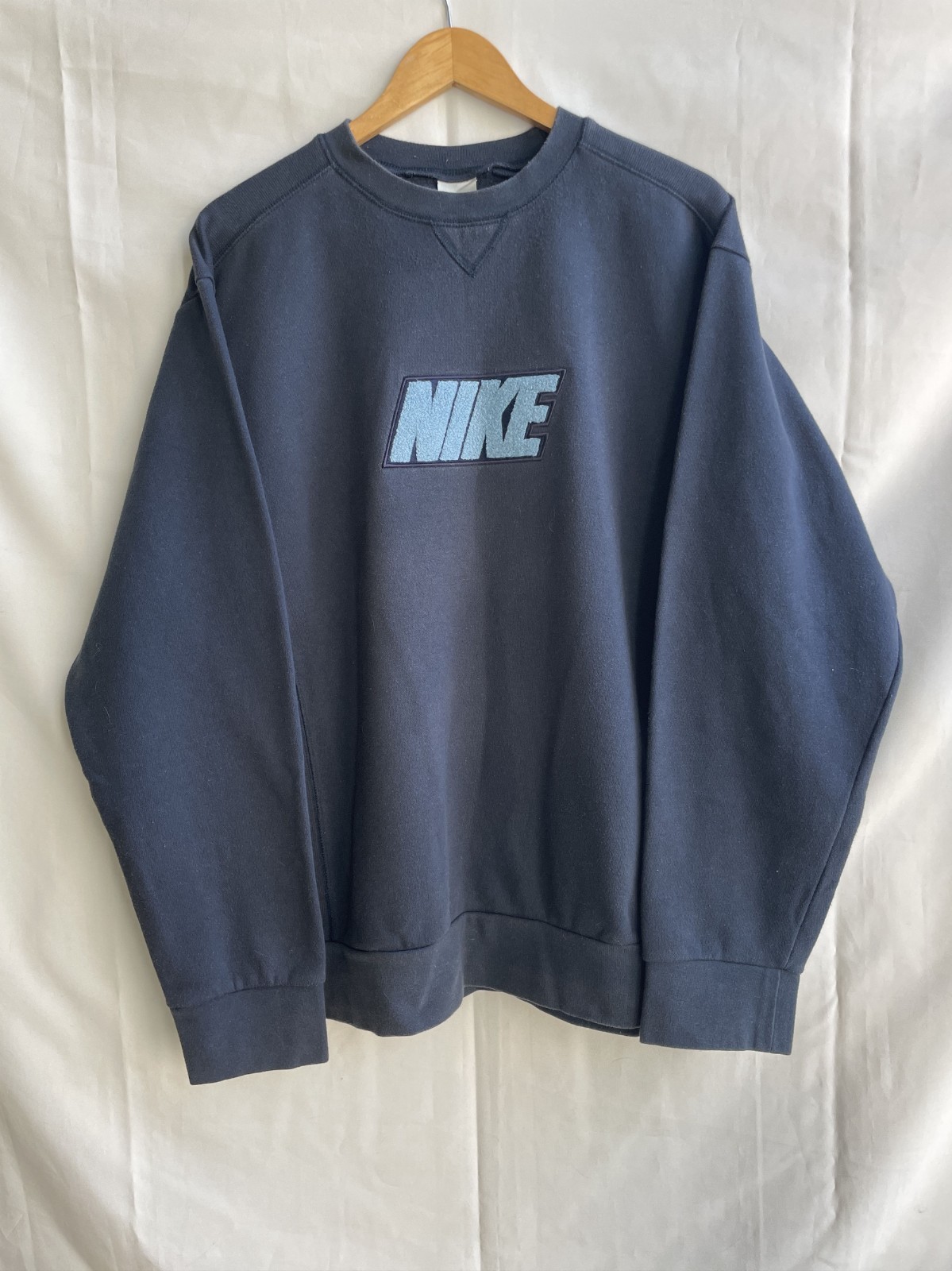 Nike Vintage 00's Y2K Logo Spell Out Navy Sweatshirt Size L