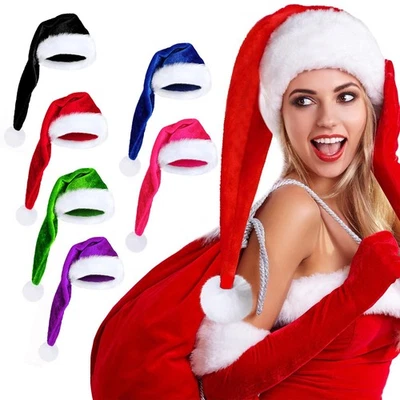 Lange Plüsch Weihnachtsmütze Samt rot Weihnachten Weihnachtsmützen Neujahr Party