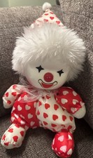 Vtg 1986 Poter Baby Clown Moving Head Wind-Up Musical Toy Large Red White Hearts