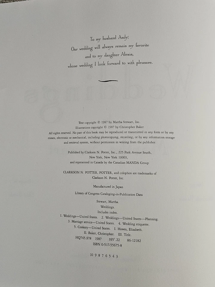 Weddings by Martha Stewart Hardcover Book 1987 Wedding Photos Recipes Decor GUC - Image 4 of 4