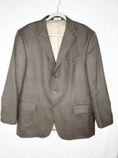 Geoffrey Beene Blazer Vintage Brown Check 3-Button Front Wool/Silk Size 46 R