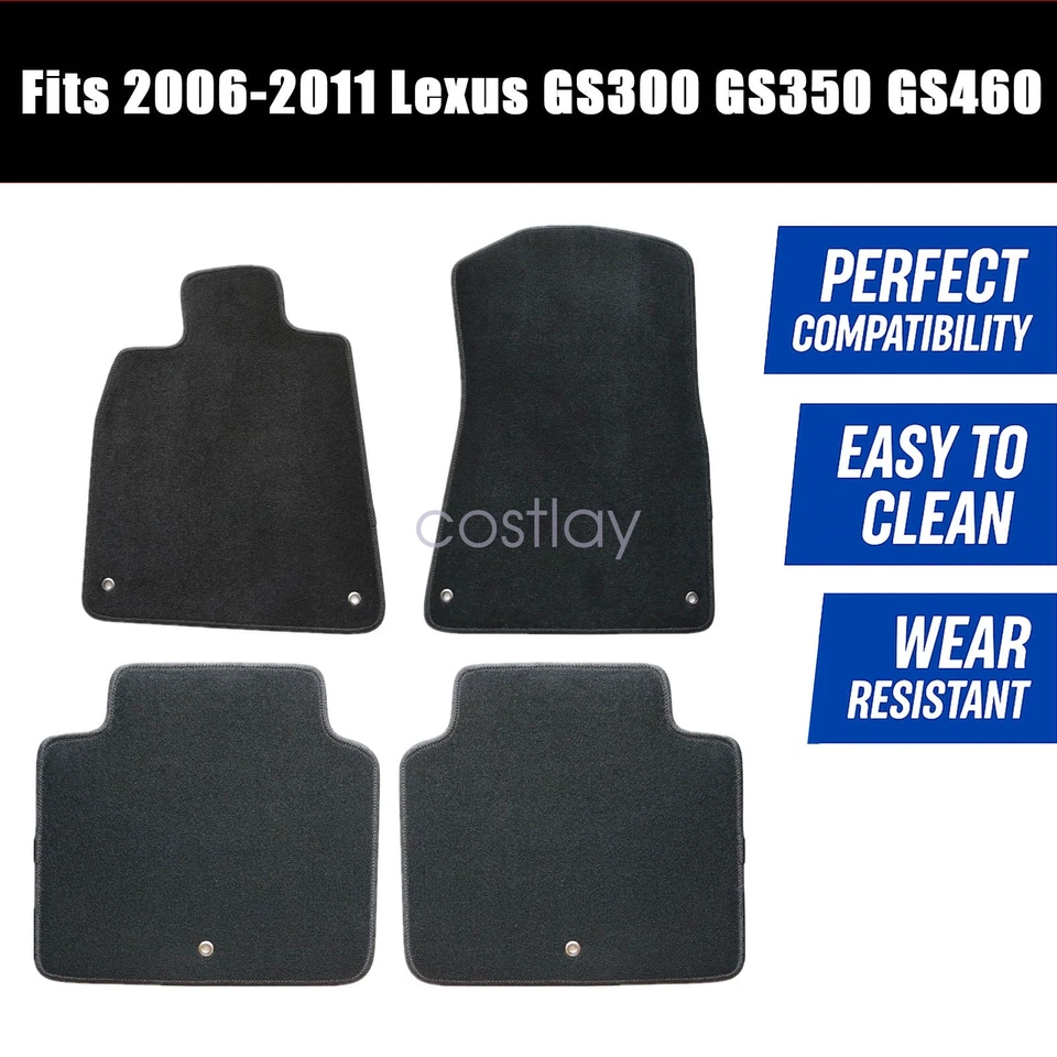 Fits 2006-2011 Lexus GS300 GS350 GS460 Front Rear FLOOR MATS Carpet Velour - Image 2 of 4