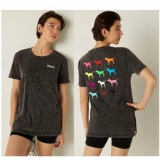 Victoria's Secret PINK Dog Logo Short Sleeve Oversizef TEE T-Shirt L/XL NWT