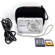 Samsung PL20 Silver Digital Camera 5X Zoom 14.2 MP w/ Battery Charging Cord Case