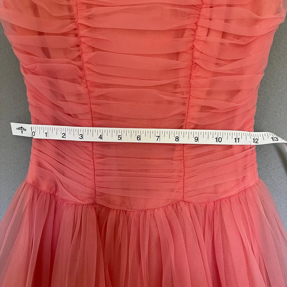 Vestido largo formal ajustado y acampanado de gasa melocotón vintage años 50 XS buen estado  Foto 4 de 4