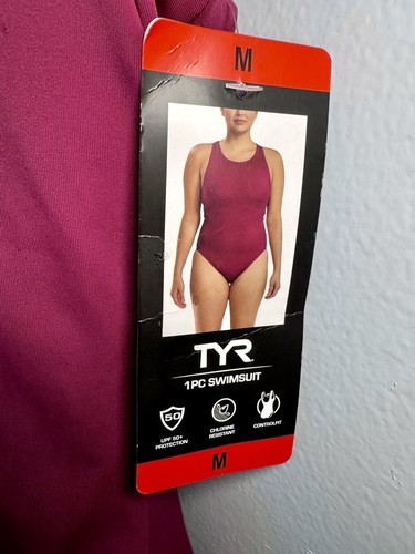 Nuevo con etiquetas Traje de baño para mujer Tyr granate rojo borgoña de una pieza espalda deportiva mediano - Imagen 3 de 10