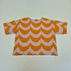 Marimekko X Uniqlo T-Shirt Medium Orange Pink Womens Cotton Short Sleeve