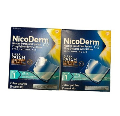 2 NicoDerm CQ Step 1 Clear Nicotine Patch 7x2=14 Patches Extended Release 1/27