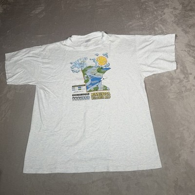 VTG Minnesota Weather Map Shirt Mens Extra Large Gray Funny Single Stitch