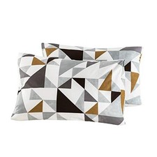 King Size Pillow Cases Set of 2 100 Cotton King 20 in x 36 in Grey Triangle