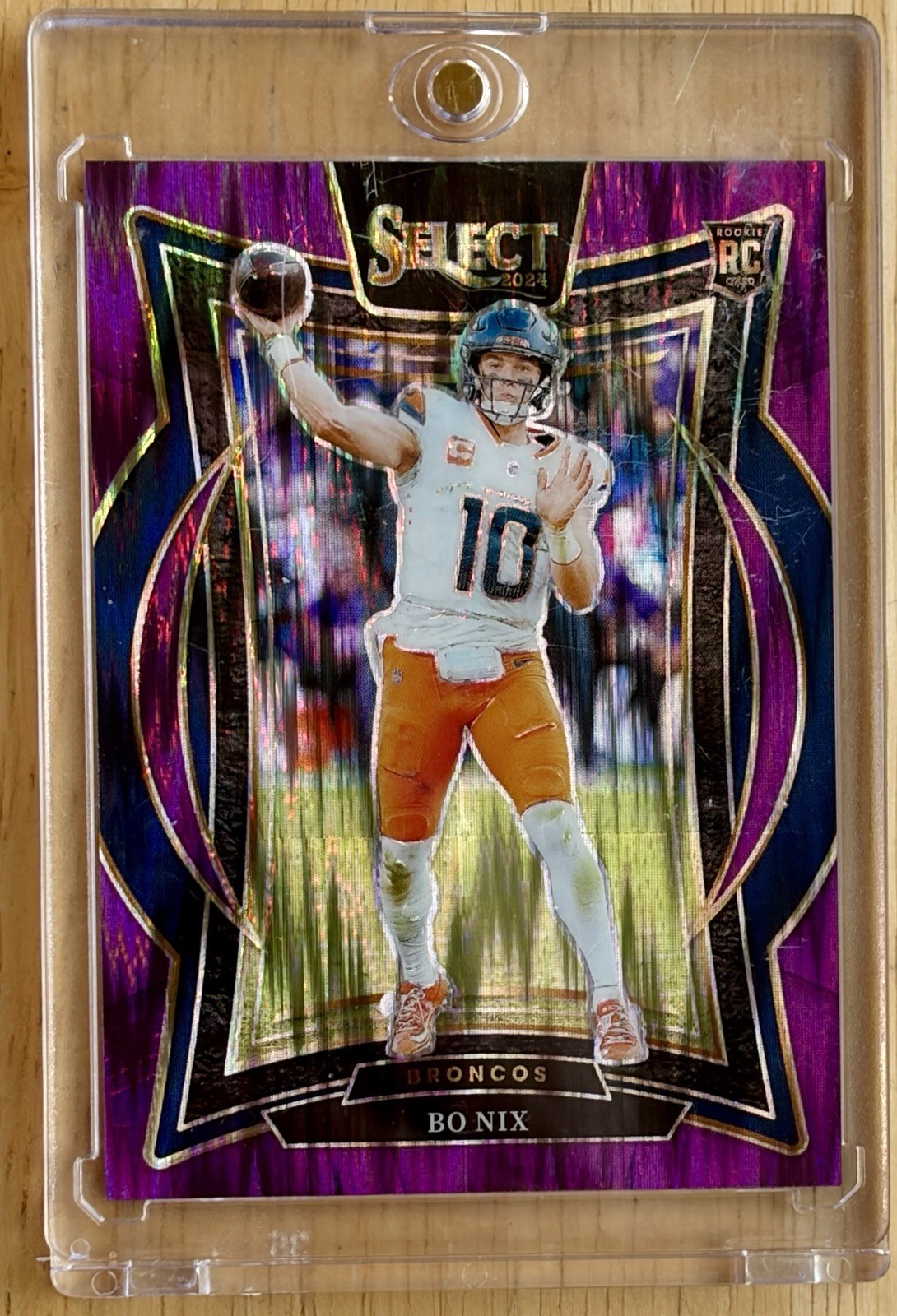 2024 Panini Select - Concourse Bo Nix #30 Purple Shock Prizm /360 (RC)