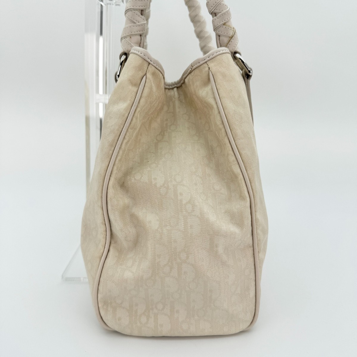 バッグ Christian Dior trotter tote bag white Pre-Owned Christian Dior handbag Trotter Book Tote Canvas