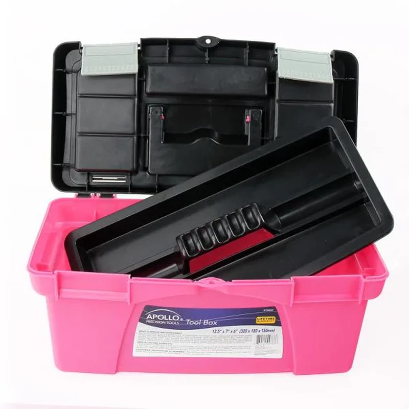 Tool Box Set System Parts Hardware Storage Tray Craft Supplies Pink (3-Piece) - Image 2 of 4