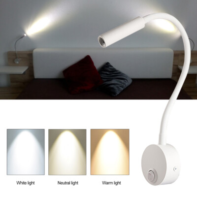 LED Spot Bettleuchte Flex Leselampe Wandlampe Schwanenhals Möbelleuchte Schalten