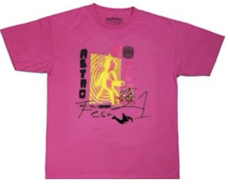 ALTRA T shirt Cactus Jack Travis Scott Other Side rosa Astroworld tour ufficiale merch S