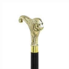 Antique Style Brass Solid Vintage Designer Lion Head Wooden Cane Walking Stick