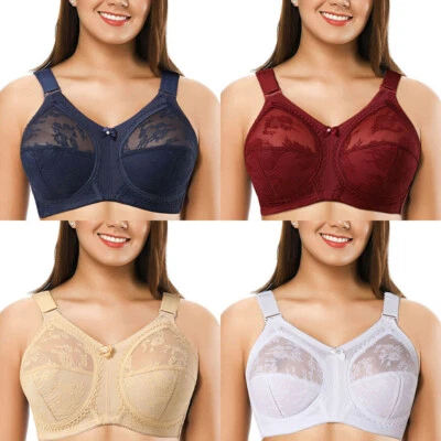 UK Ladies Firm Control Lace Non Wired Full Coverage Minimiser Bra Plus Size BCDE - Image 1 of 4
