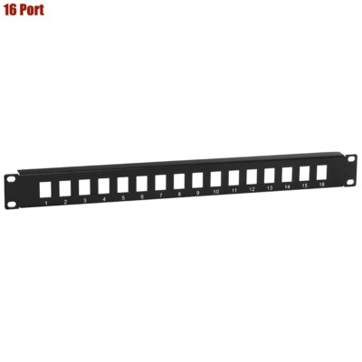 16 Port Blank Keystone Jack Patch Panel Plate 1U 19'' Rack Mount Cat5e Cat6 RJ45