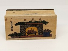 Christmas Fireplace - Wood / Rubber Stamp - Westwater 2 x 1