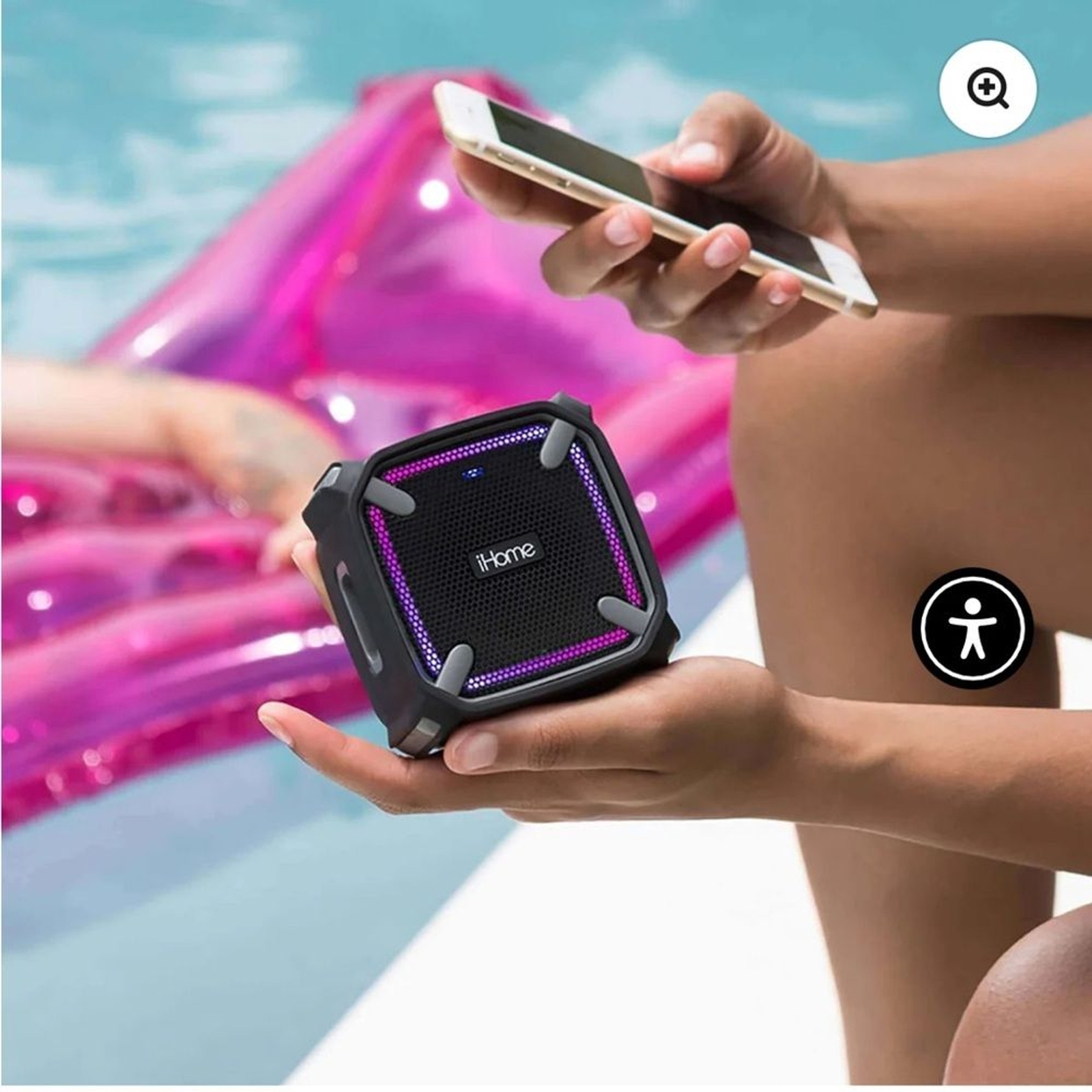 iHome Waterproof Bluetooth Speaker with Rechargeable Battery-image
