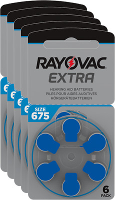 30 x Rayovac Hearing Aid Batteries 675 Extra Advanced 1.45V 640mAh 675AUN-6XEMF
