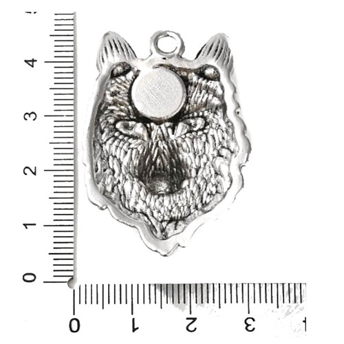 1x Silver Tone 3D Wolf Head with Blue 3rd Eye Pendant Long Rolo Chain Necklace - Picture 5 of 7