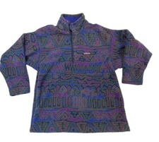VTG Patagonia Kids Aztec Fleece 1/4 Snap T Pullover Size 12 USA Synchilla 90s