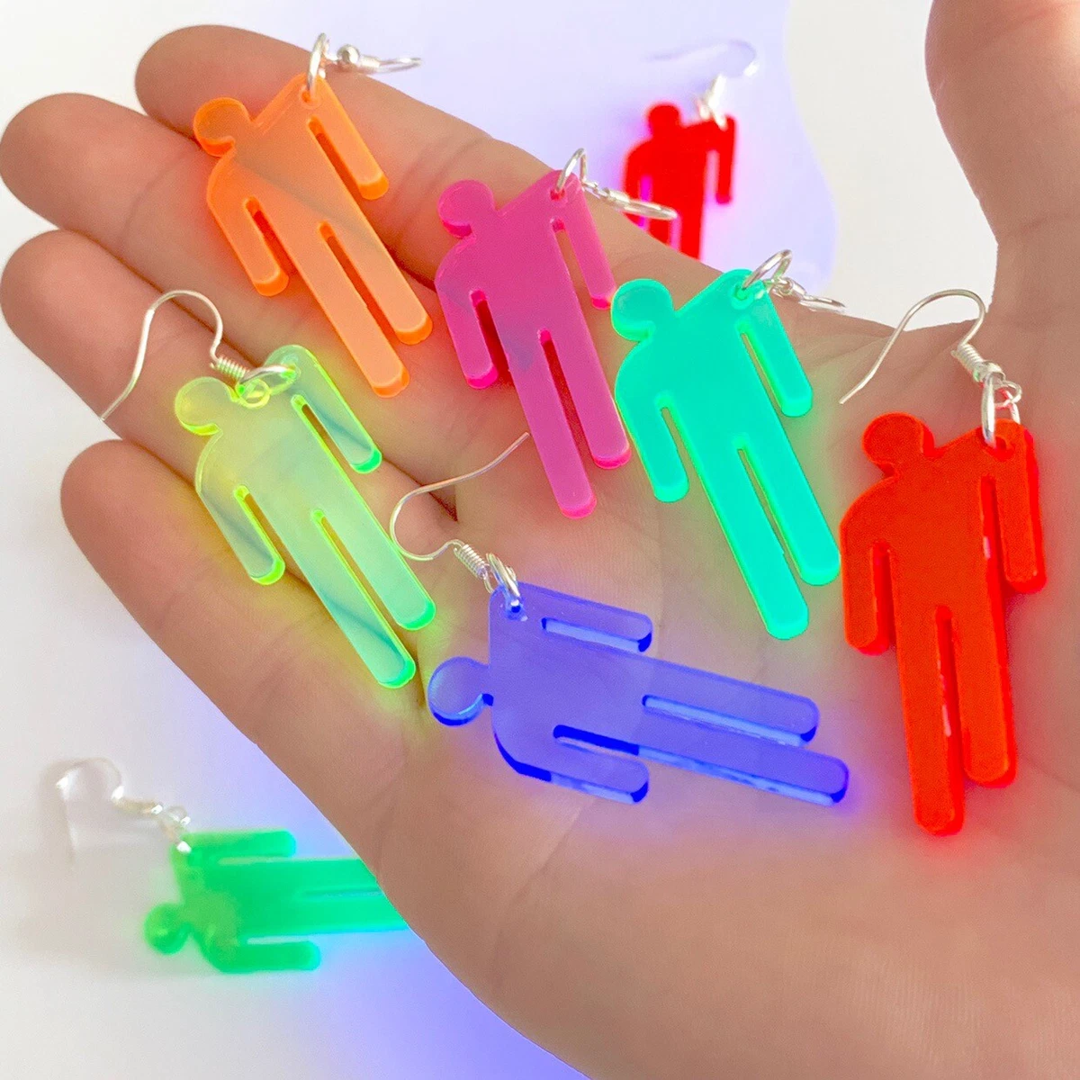 Neon Blohsh uv reactive glow earrings Billie Eilish Choose any colour