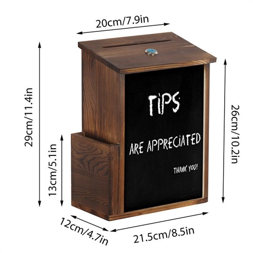 Wood Lock Suggestion Box Comment Charity Donation Jar w/ 30 Suggestion Cards Tip - Picture 11 of 12