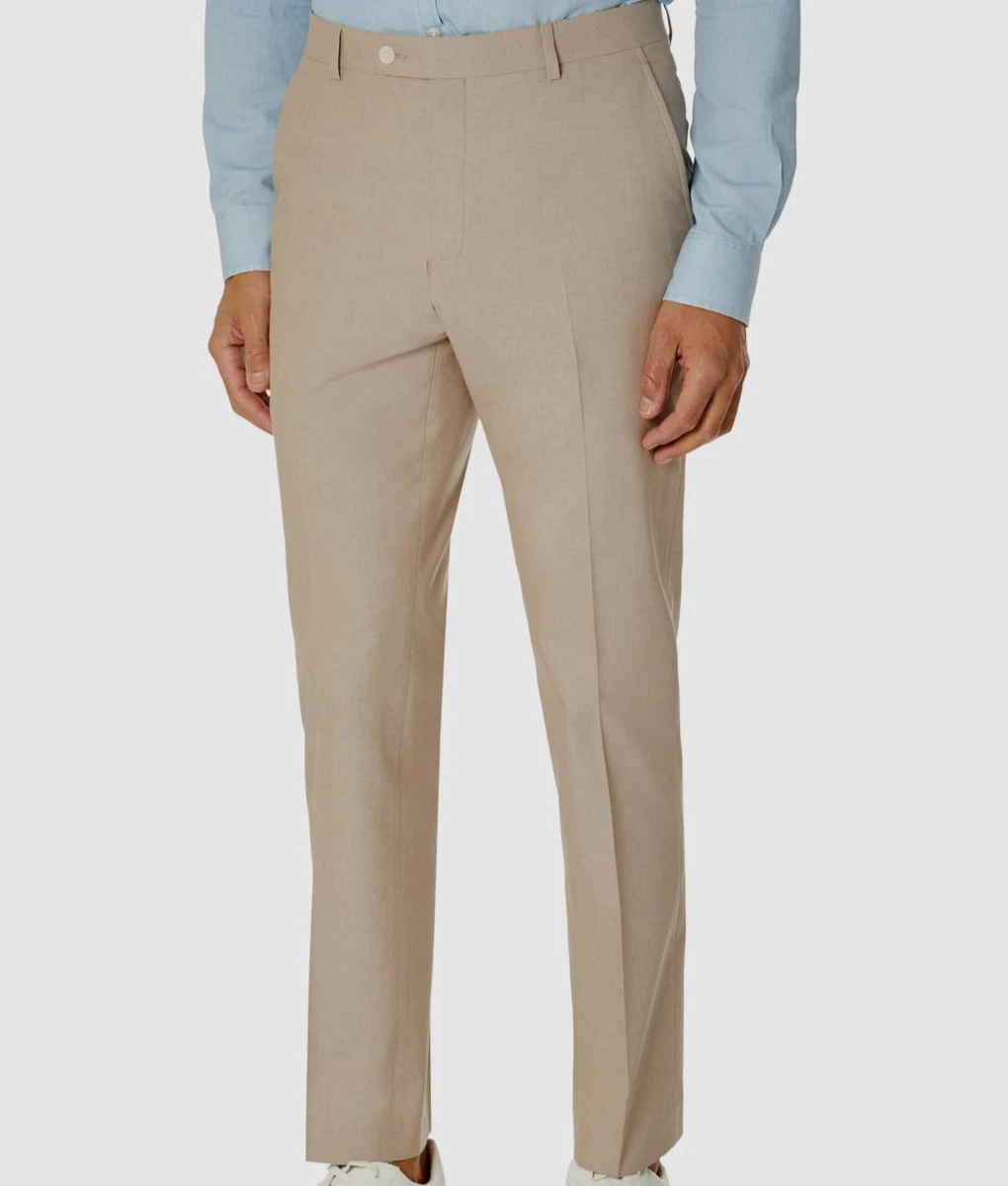 135 Tommy Hilfiger Men s Beige Modern Fit Stretch Chambray Dress