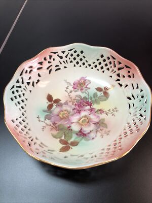 Schumann Arzberg Germany Bavaria Wild Rose Blush Pierced vegetable bowl ...