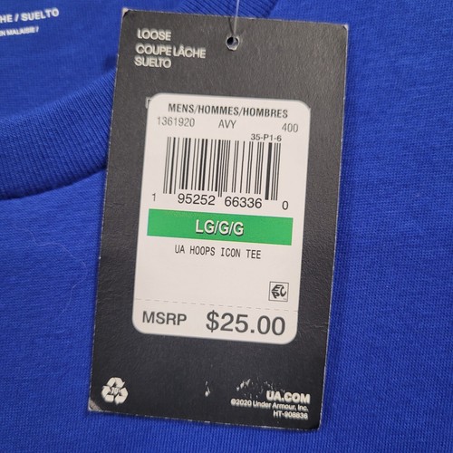Under Armour T Shirt Men's Large Hoops Icon Tee Blue Loose Fit Basketball NWT - Picture 5 of 9