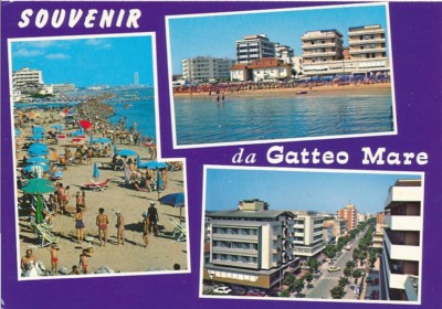 Old postcard Gatteo Mare - three views, Italy 1992 used postcard 295h