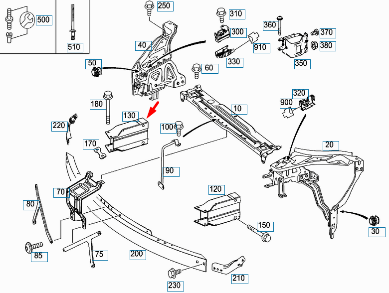 MERCEDES-BENZ E-CLASS C207 Right Side Crash Bar Extension A2076200095