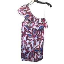 J. Crew White Pink Floral Pattern One Shoulder Dress