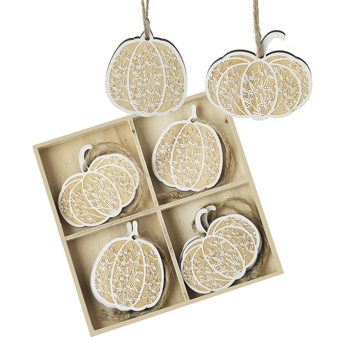Halloween Decoration Heaven Sends Wooden Pumpkin Hanging Set of 8 Autumn Decor