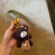 Crochet Bear Plush Bag Charms Cute Bear Stuff Animal Toy Keychain Accessory Y2K