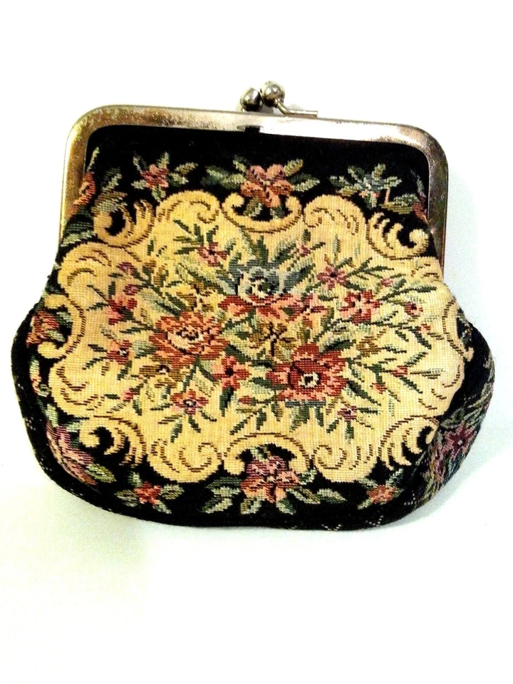 Cartera clutch tapiz Walborg punta de aguja Japón vintage años 50 Foto 2 de 4