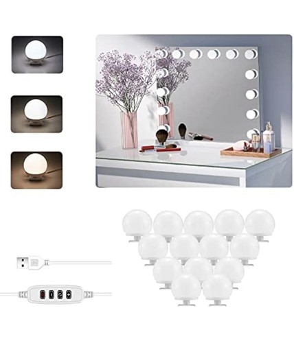 14 Bombillas LED Espejo Maquillaje De Tocador USB Estilo Hollywood | eBay