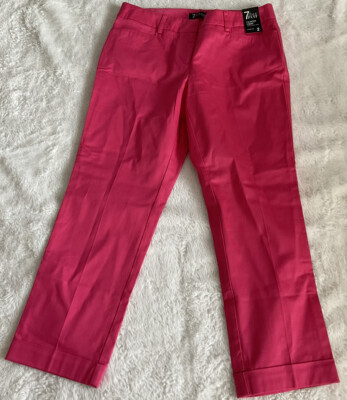 NWT 7th Avenue, York & Company Hot Pink Cuffed Crop Pant Size 2