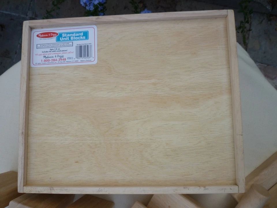 Melissa & Doug 60 Lrg Sz 1-11" Wooden Unit Building Blocks in Natural Crate 22# - Image 3 of 4