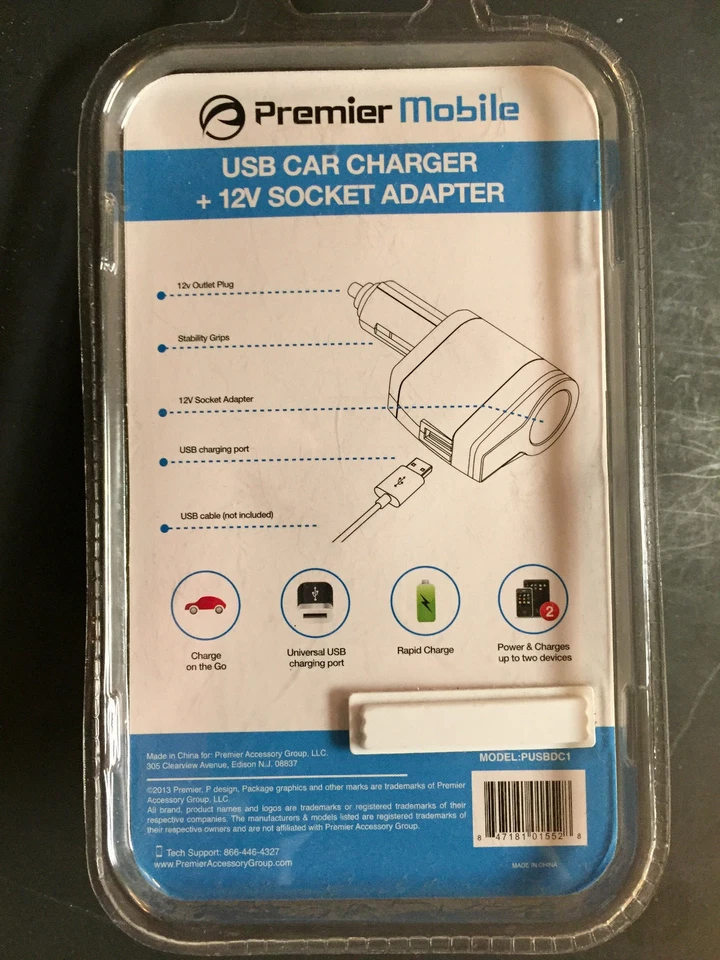Premier Mobile USB car charger & 12 Volt Socket Adaptor # PUSBDC1 NEW - Image 2 of 2