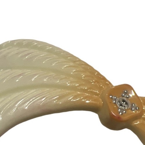 1970’s Off White & Orange Bow Or Bird Wing Shaped Barrette, Made In France, NOS - Bild 5 von 5