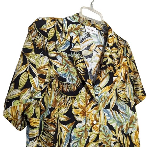 Panama Jack Womens short sleeve summer button up Hawaiian 55% linen shirt size M - Picture 3 of 7