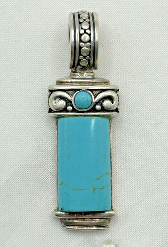 Vintage Signed FAS Sterling Silver Turquoise Pendant
